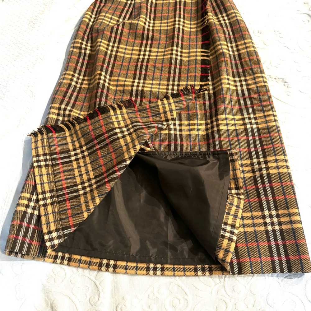 Evan Picone Wrap Plaid Maxi Skirt Sz 10 Wool Blend - Picture 4 of 12